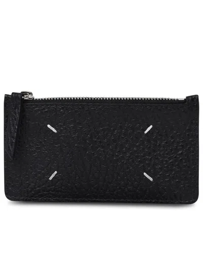 Shop Maison Margiela Four Stitches Black Hammered Leather Wallet