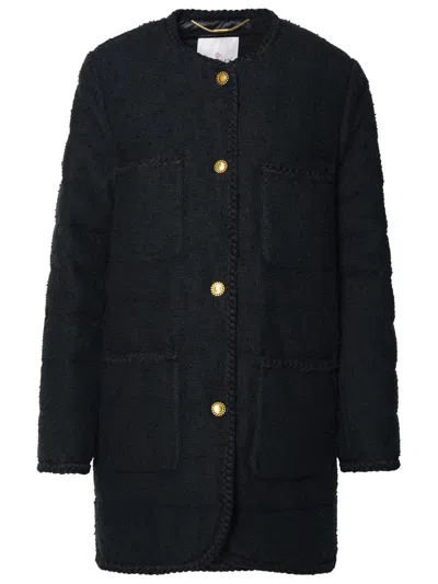 Shop Moncler 'epafo' Long Black Cotton Blend Down Jacket