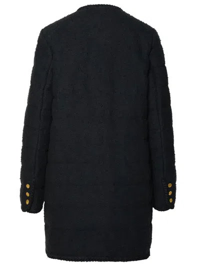 Shop Moncler 'epafo' Long Black Cotton Blend Down Jacket