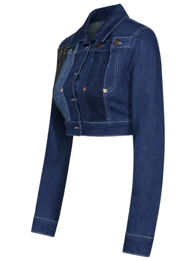 Shop Moschino Jeans Blue Cotton Jacket