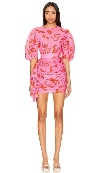 Shop Rhode Pia Dress In Pink Botanical Abstract