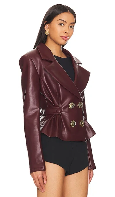 Shop Nana Jacqueline Mirabel Faux Leather Jacket In 棕色