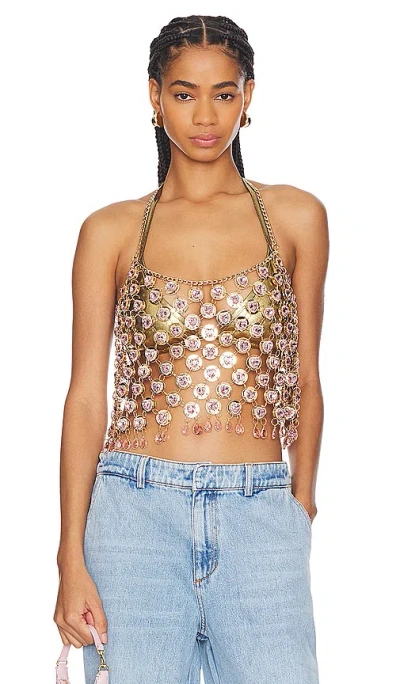 Shop Kelsey Randall X Revolve Kelsey Chainmail Top In 粉色 & 金色
