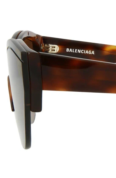 Shop Balenciaga 99mm Shield Sunglasses In Havana Havana Brown