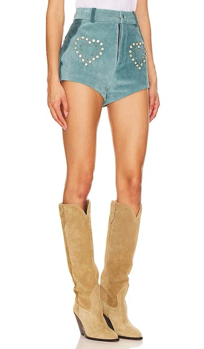 Understated Leather Wanted Shorts In Turquoise Stone