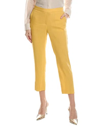 Shop Theory Treeca Linen-blend Pull-on Pant In Yellow