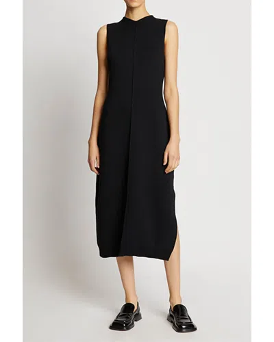 Shop Proenza Schouler White Label Twist Front Sleeveless Knit Silk-blend Dress In Black