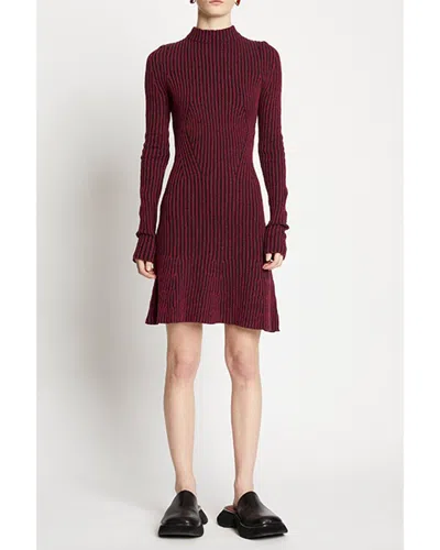 Shop Proenza Schouler White Label Plaited Rib Wool-blend Sweaterdress In Red