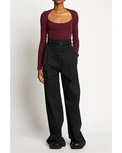 Shop Proenza Schouler White Label Plaited Rib Scoop Neck Wool-blend Sweater In Red