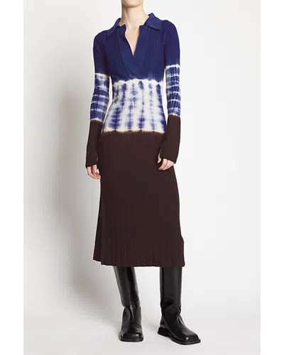 Shop Proenza Schouler White Label Dip-dye Knit Wool Midi Dress In Blue