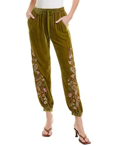 Shop Johnny Was Lori Silk-blend Jogger Pant In Green