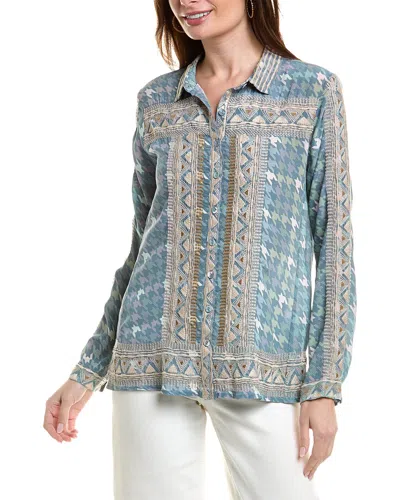 Shop Johnny Was Bixby Silk Blouse In Blue