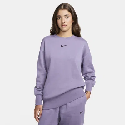 Shop Nike Women's  Sportswear Phoenix Fleece Oversized Crew-neck Sweatshirt In Purple