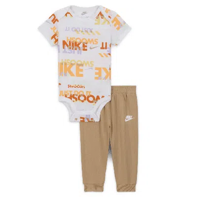 Shop Nike Sportswear Playful Exploration Baby (0-9m) Printed Bodysuit And Pants Set In Brown