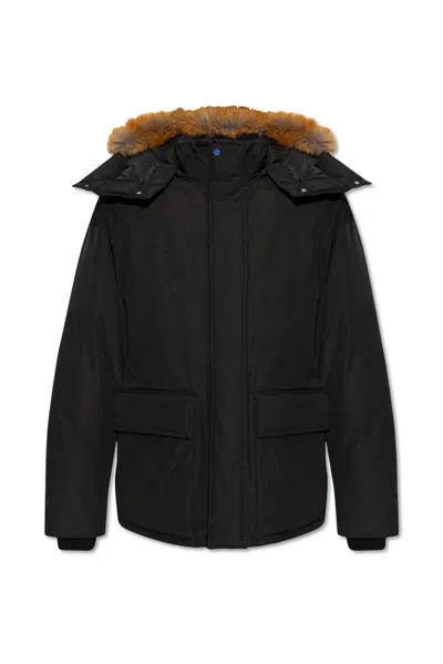 Shop Burberry Long Sleeved Hooded Down Jacket In Black