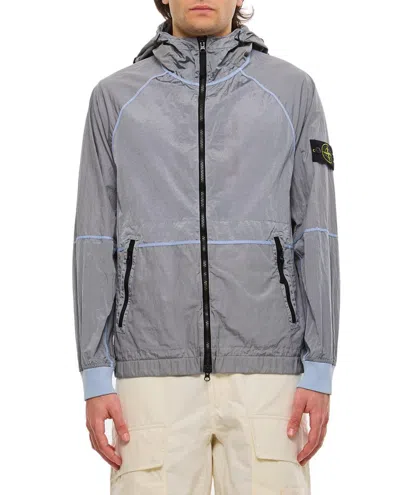 Shop Stone Island Zip Up Hooded Jacket In Grey