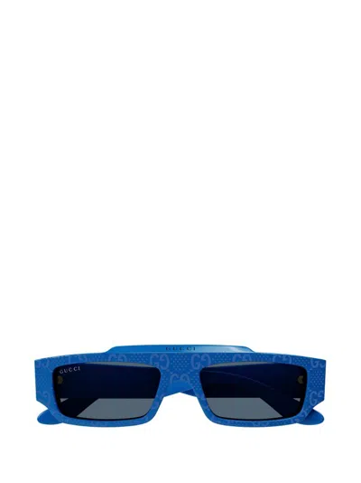 Shop Gucci Eyewear Rectangle In Blue
