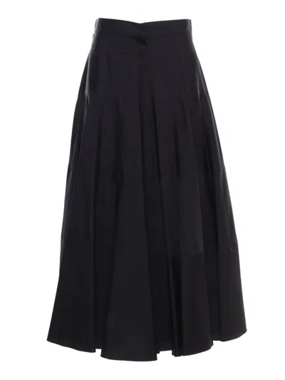 Shop Max Mara Studio Pleated Maxi Skirt In Black
