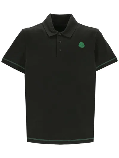 Shop Moncler Logo Patch Polo Shirt In Black