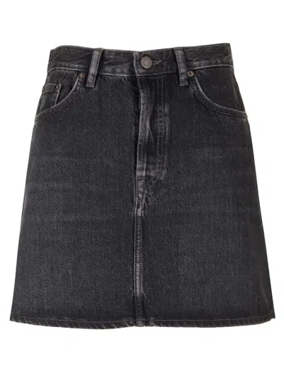 Shop Acne Studios High-waisted Denim Mini Skirt In Black