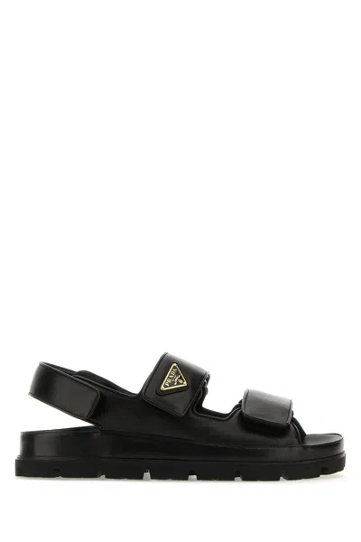 Shop Prada Black Nappa Leather Sandals