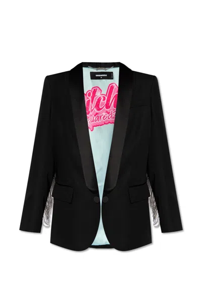 Shop Dsquared2 Blazer With Crystal Tassels In Black