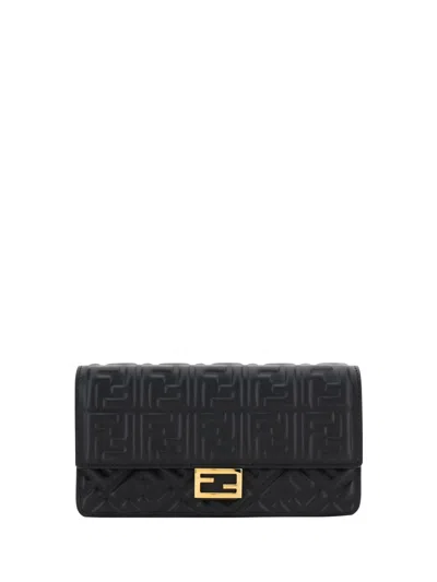 Shop Fendi Matisse Chain Wallet In Black