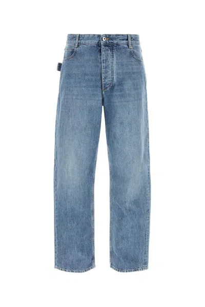 Shop Bottega Veneta Washed Wide Leg Denim Jeans In Denim Blue
