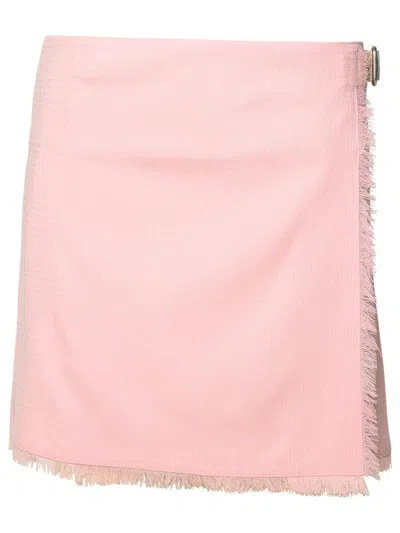 Shop Burberry Pink Virgin Wool Miniskirt In Default Title