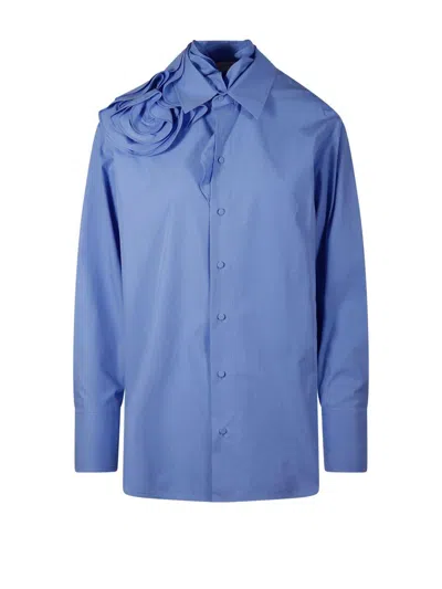 Shop Valentino Buttoned Long-sleeved Poplin Shirt In Lilac