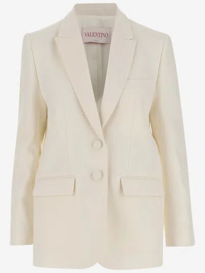 Shop Valentino Crepe Couture Toile Iconographe Blazer In White