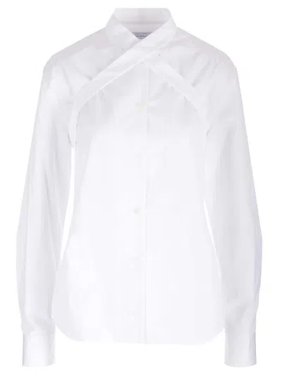 Shop Off-white Cross-collar Curved Hem Shirt