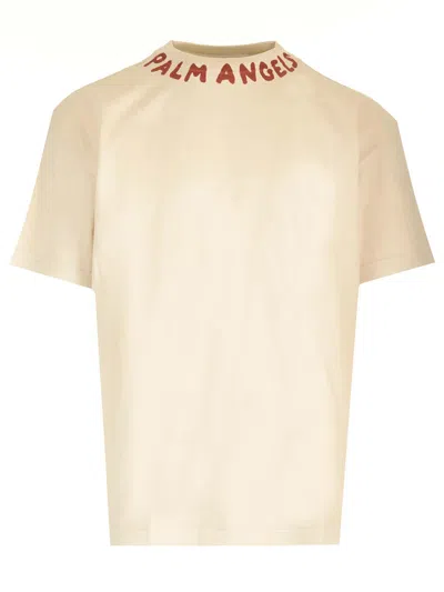 Shop Palm Angels Contrasting Logo T-shirt In White