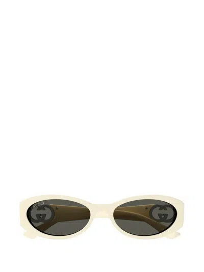 Shop Gucci Eyewear Oval Frame Sunglasses In White