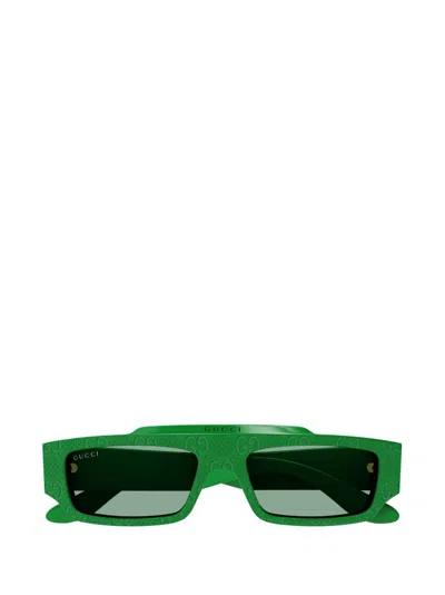 Shop Gucci Eyewear Rectangle In Green