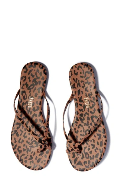 Shop Tkees Riley Snakeskin Embossed Flip Flop In Nubuck Cheetah