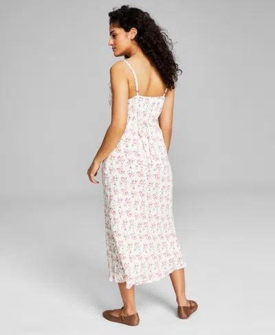 Shop And Now This Women's Sleeveless Ruffled Midi Dress, Created For Macy's In Warm Peach Floral