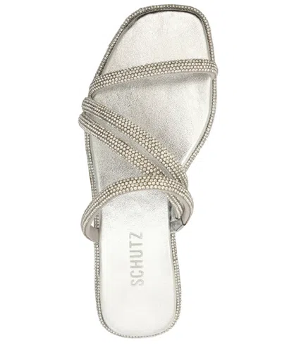 Shop Schutz Women's Giulia Flat Sandals In Silver