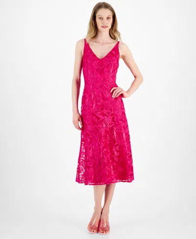 Shop Sam Edelman Women's Leafy Embroidery V-neck Sleeveless Dress In Pink