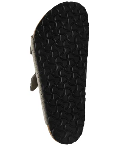 Birkenstock Men's Arizona Suede Embossed Dotted Adjustable Slide Sandals From Finish Line In Gray