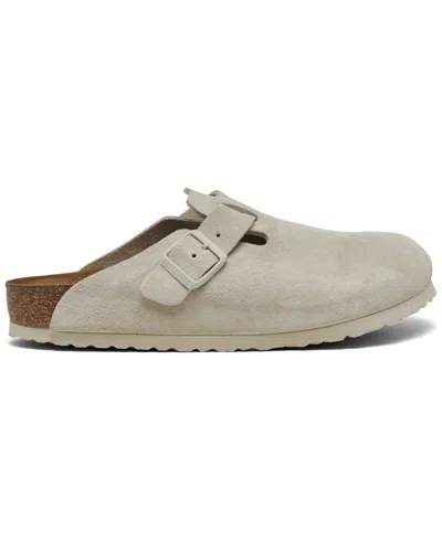 Shop Birkenstock Men's Boston Soft Footbed Suede Leather Clogs From Finish Line In White