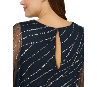 Shop Adrianna Papell Plus Size Beaded Popover Gown In Midnight