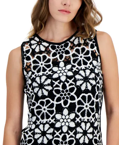 Shop Taylor Women's Sleeveless Crochet Lace Dress In Blackwhite