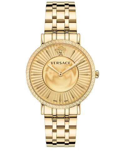 Shop Versace Women's Swiss Gold Ion Plated Stainless Steel Bracelet Watch 38mm