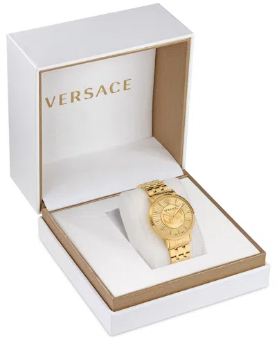 Shop Versace Women's Swiss Gold Ion Plated Stainless Steel Bracelet Watch 38mm