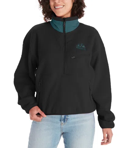 Shop Marmot Women's '94 Sherpa Fleece Half-zip Pullover In Black,dark