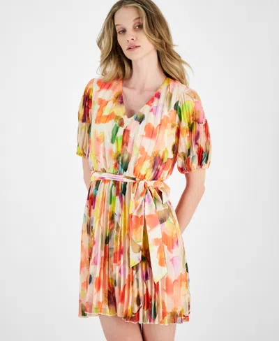 Shop Sam Edelman Women's Watercolor Floral Short-sleeve Dress In Multi