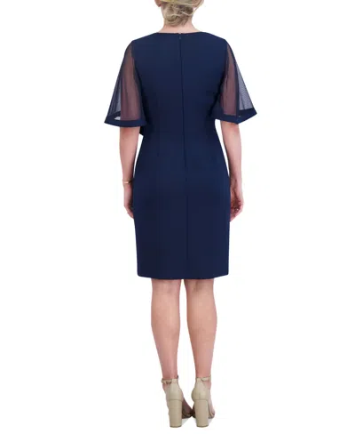 Shop Jessica Howard Women's Rosette-waist Short-sleeve Dress In Navy