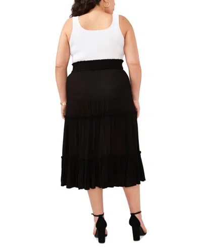 Shop Vince Camuto Plus Size Pull-on Tiered Midi Skirt In Rich Black