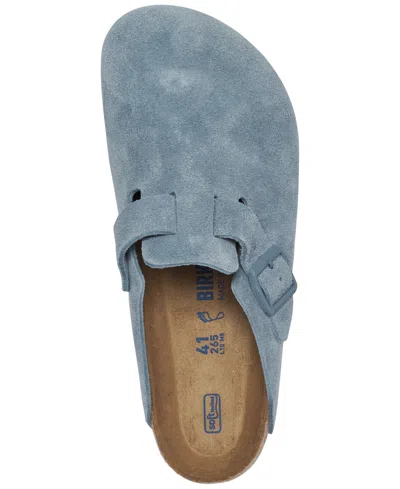 Shop Birkenstock Men's Boston Soft Footbed Suede Leather Clogs From Finish Line In Blue